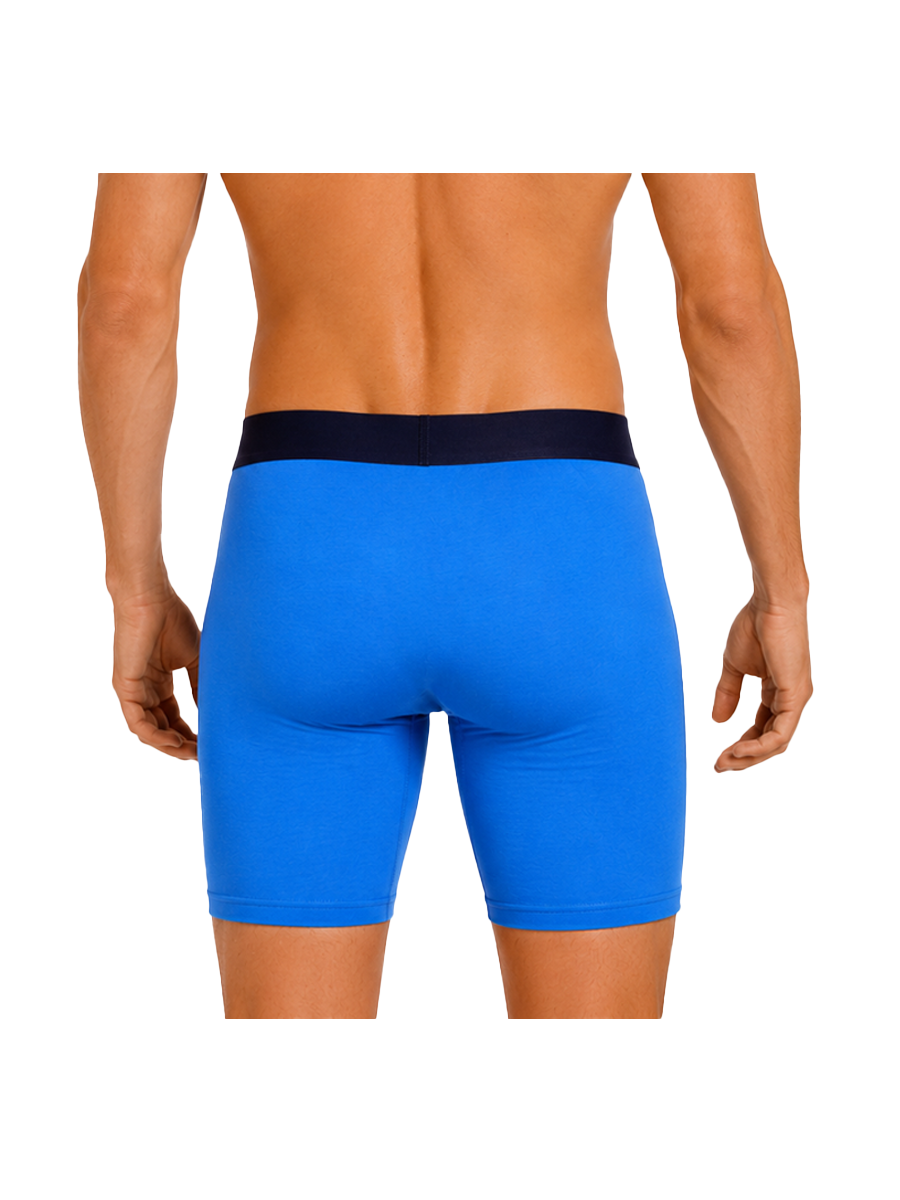 COTTONIL Men's Cotton CN Long Boxer Briefs - Blue
