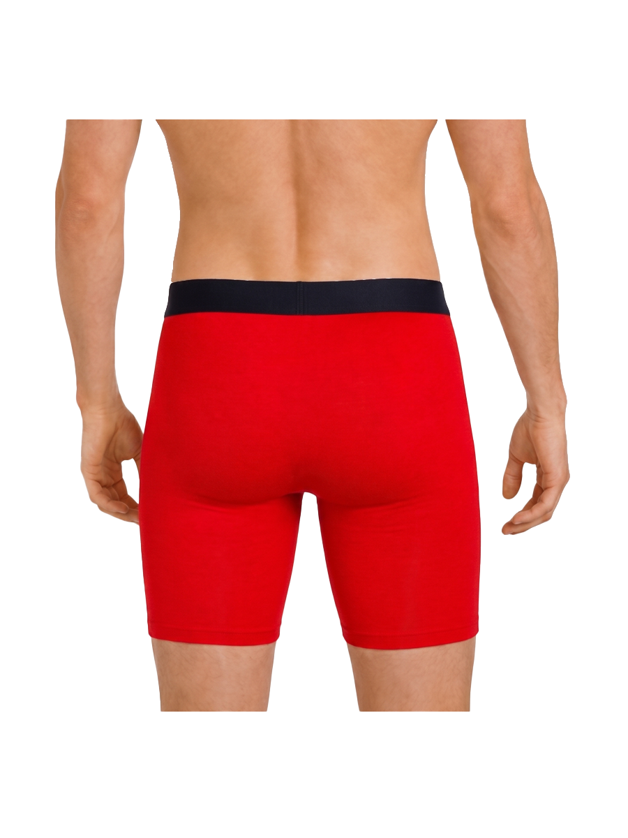 COTTONIL Men's Cotton CN Long Boxer Briefs - Red