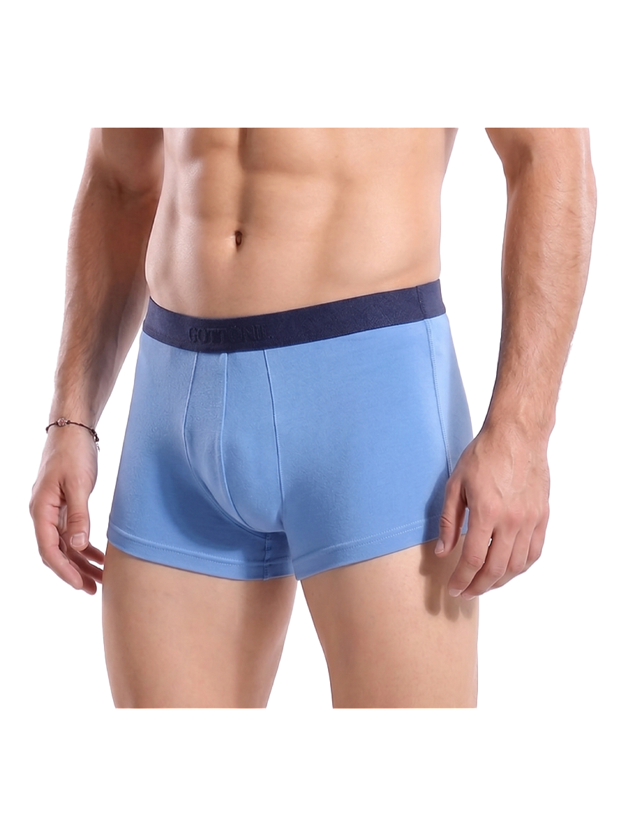 COTTONIL Men's Cotton Plain Boxer Briefs - Blue