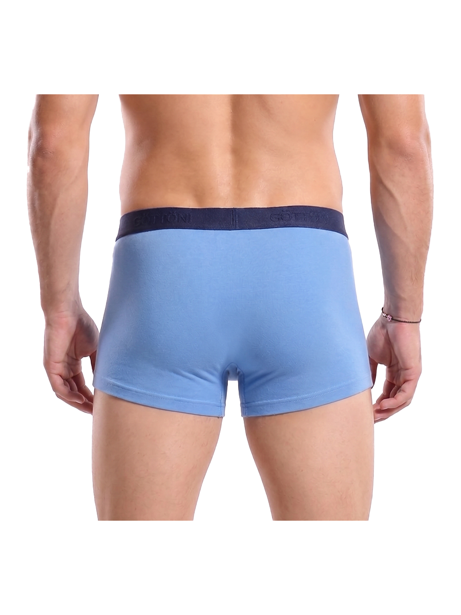 COTTONIL Men's Cotton Plain Boxer Briefs - Blue