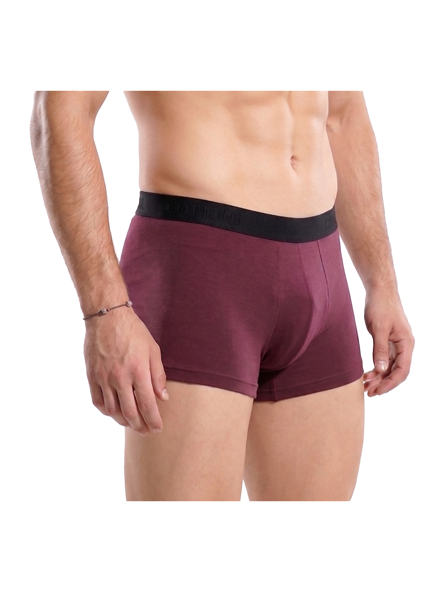 COTTONIL Men's Cotton Plain Boxer Briefs - Burgundy
