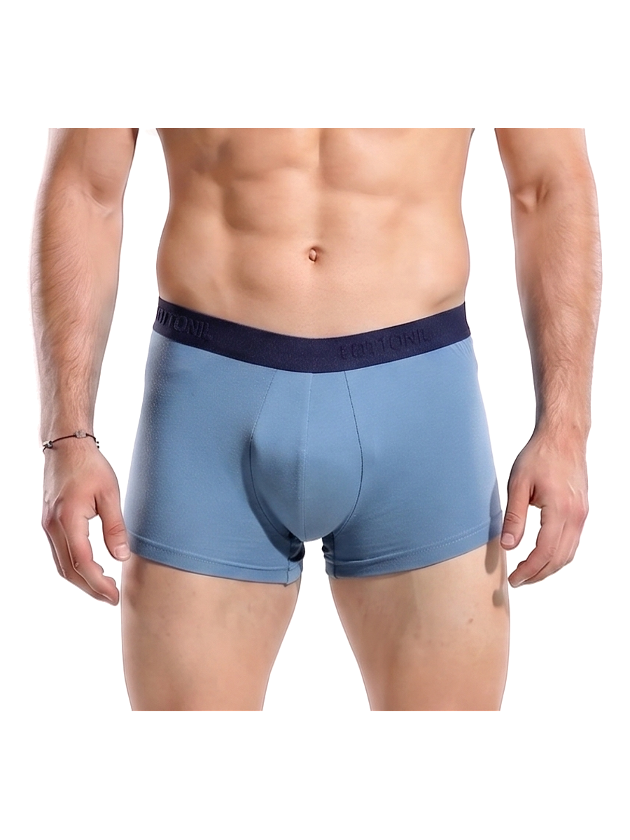 COTTONIL Men's Cotton Plain Boxer Briefs - Mid Blue