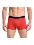 COTTONIL Men's Cotton Plain Boxer Briefs - Red