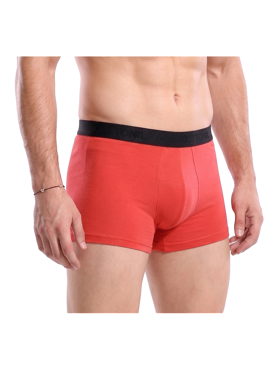 COTTONIL Men's Cotton Plain Boxer Briefs - Red