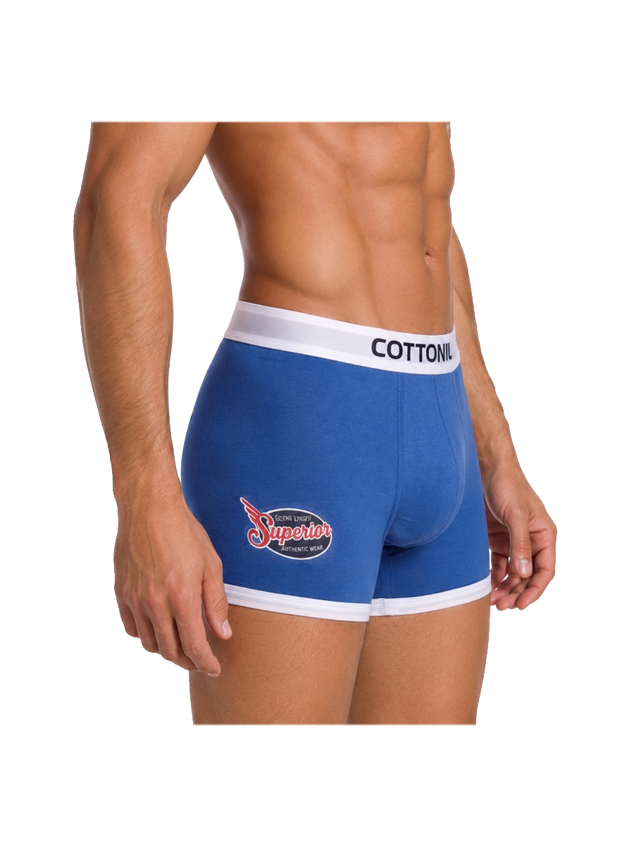 COTTONIL Men's Cotton Relax Boxer Briefs - Blue