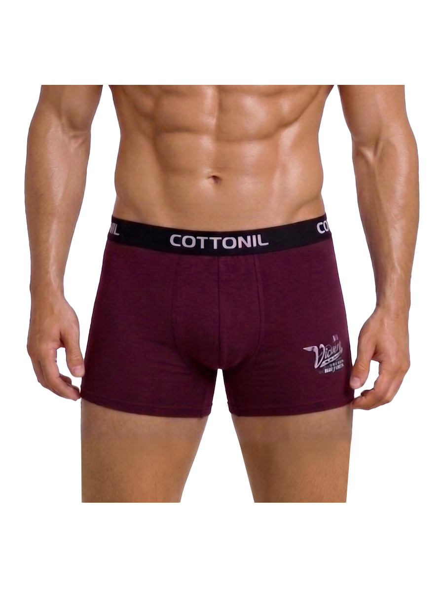 COTTONIL Men's Cotton Relax Boxer Briefs - Burgundy