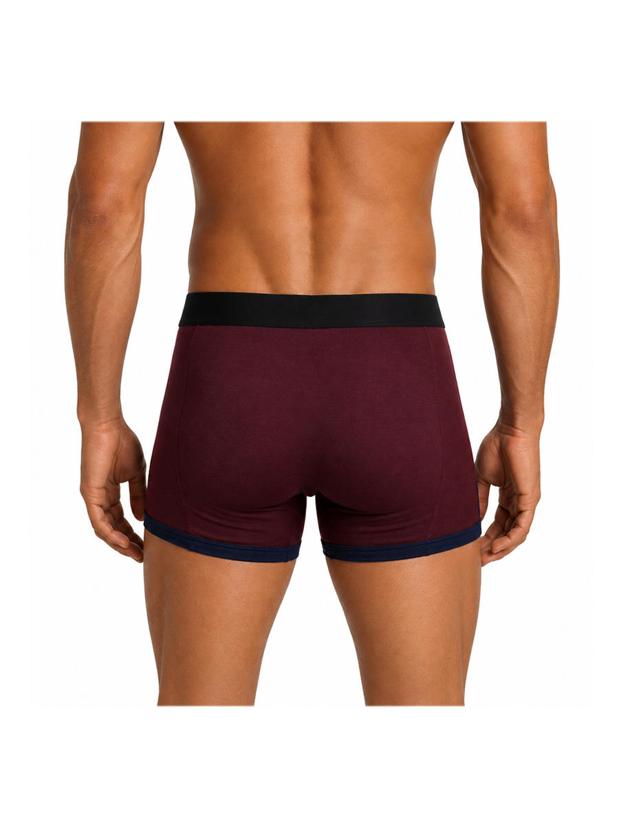 COTTONIL Men's Cotton Relax Boxer Briefs - Burgundy