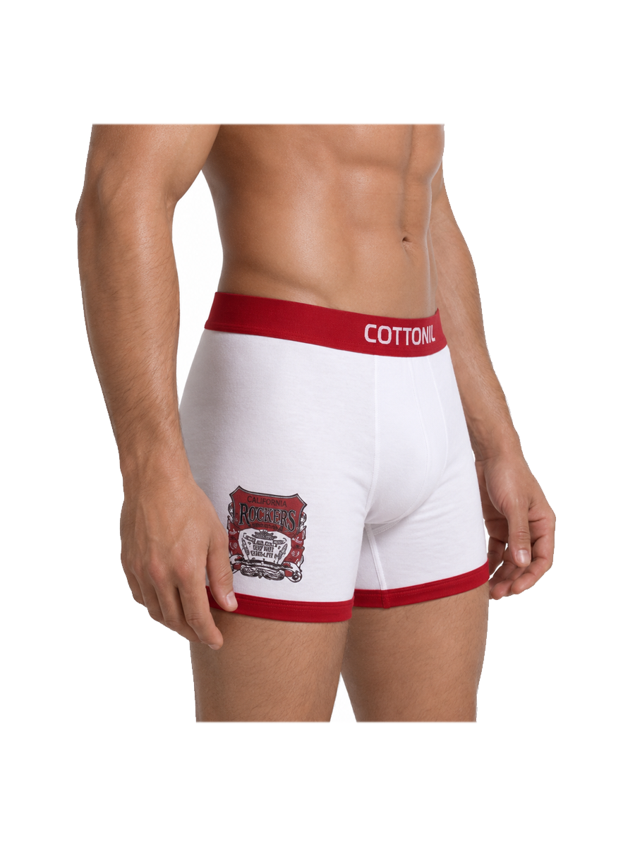 COTTONIL Men's Cotton Relax Boxer Briefs - White