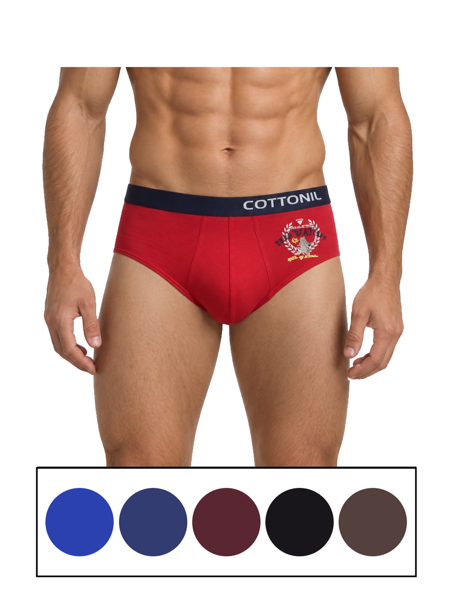 COTTONIL Men's Cotton Relax Briefs - Dark Colors