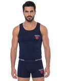 COTTONIL Men's Cotton Sleeveless Relax Underwear Set - Navy