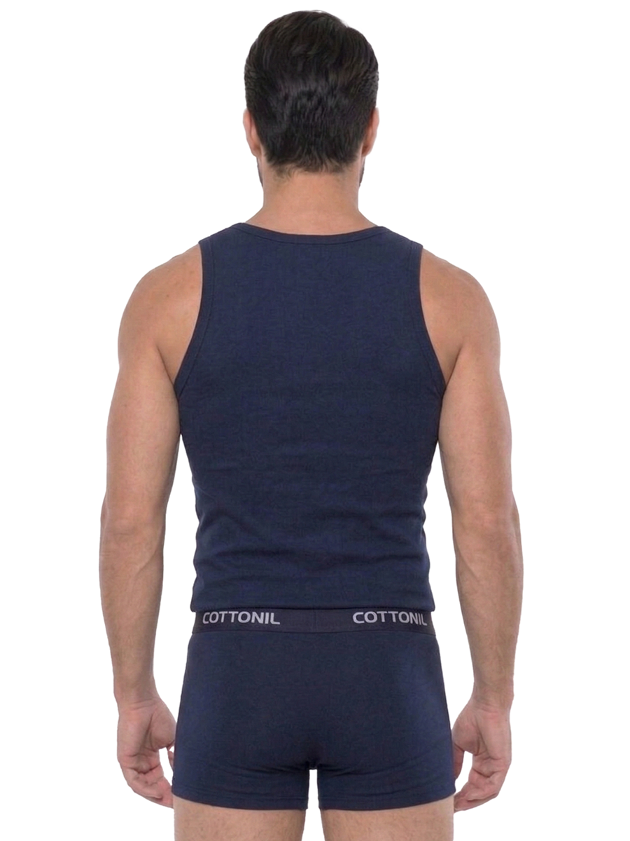 COTTONIL Men's Cotton Sleeveless Relax Underwear Set - Navy