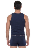COTTONIL Men's Cotton Sleeveless Relax Underwear Set - Navy