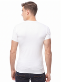 COTTONIL Men's Cotton Stretch V-Neck Short-Sleeve Undershirt - White
