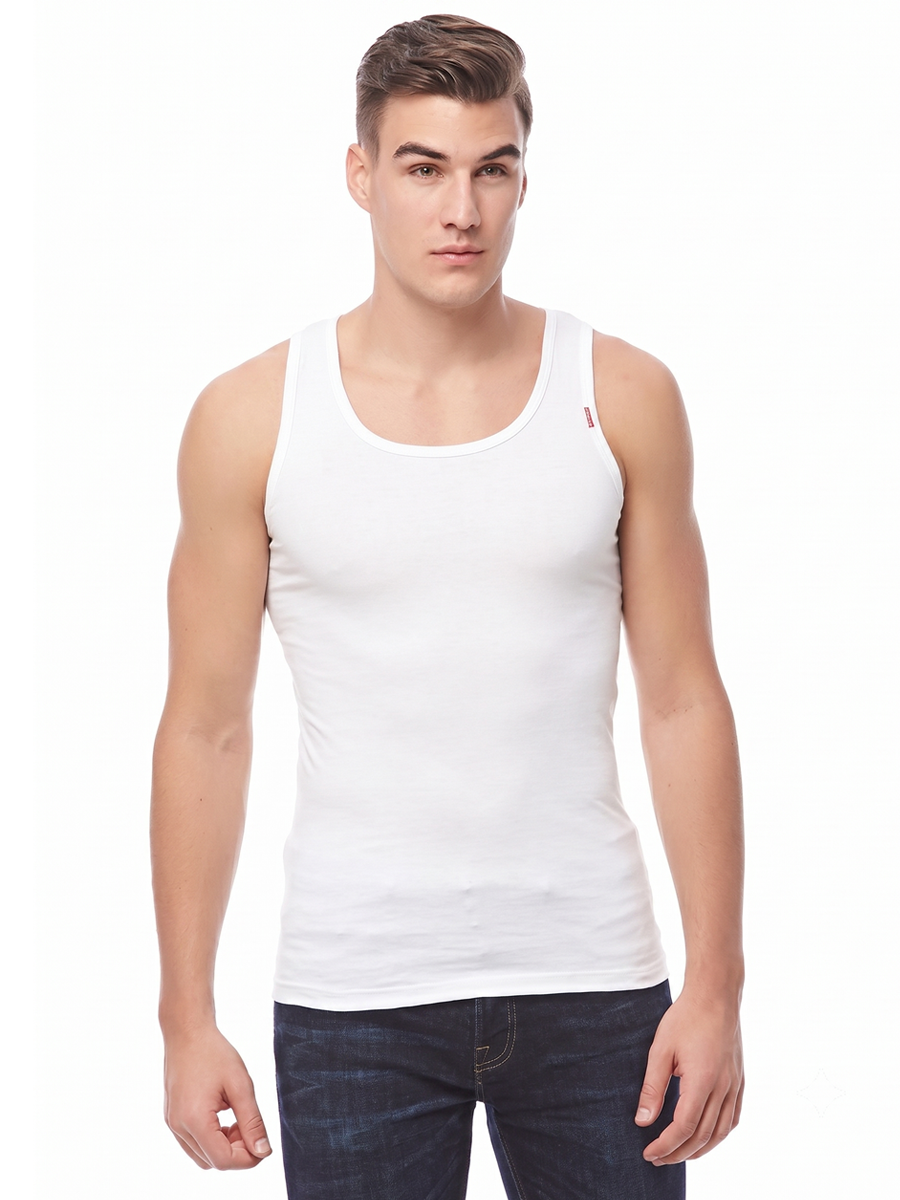 COTTONIL Men's Cotton Stretch Sleeveless Undershirt - White