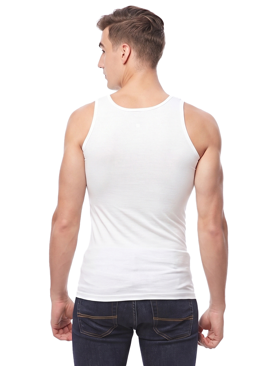 COTTONIL Men's Cotton Stretch Sleeveless Undershirt - White