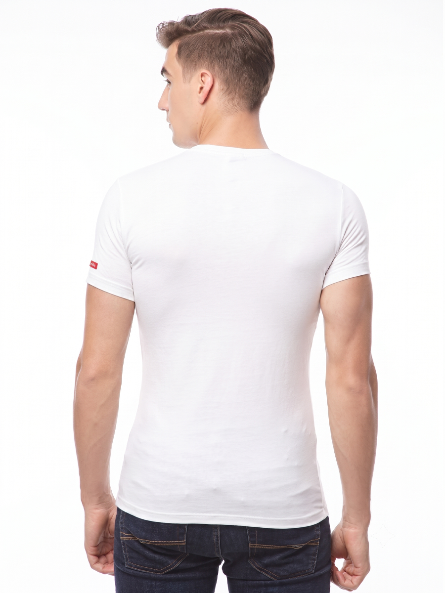 COTTONIL Men's Cotton Stretch O-Neck Short-Sleeve Undershirt - White