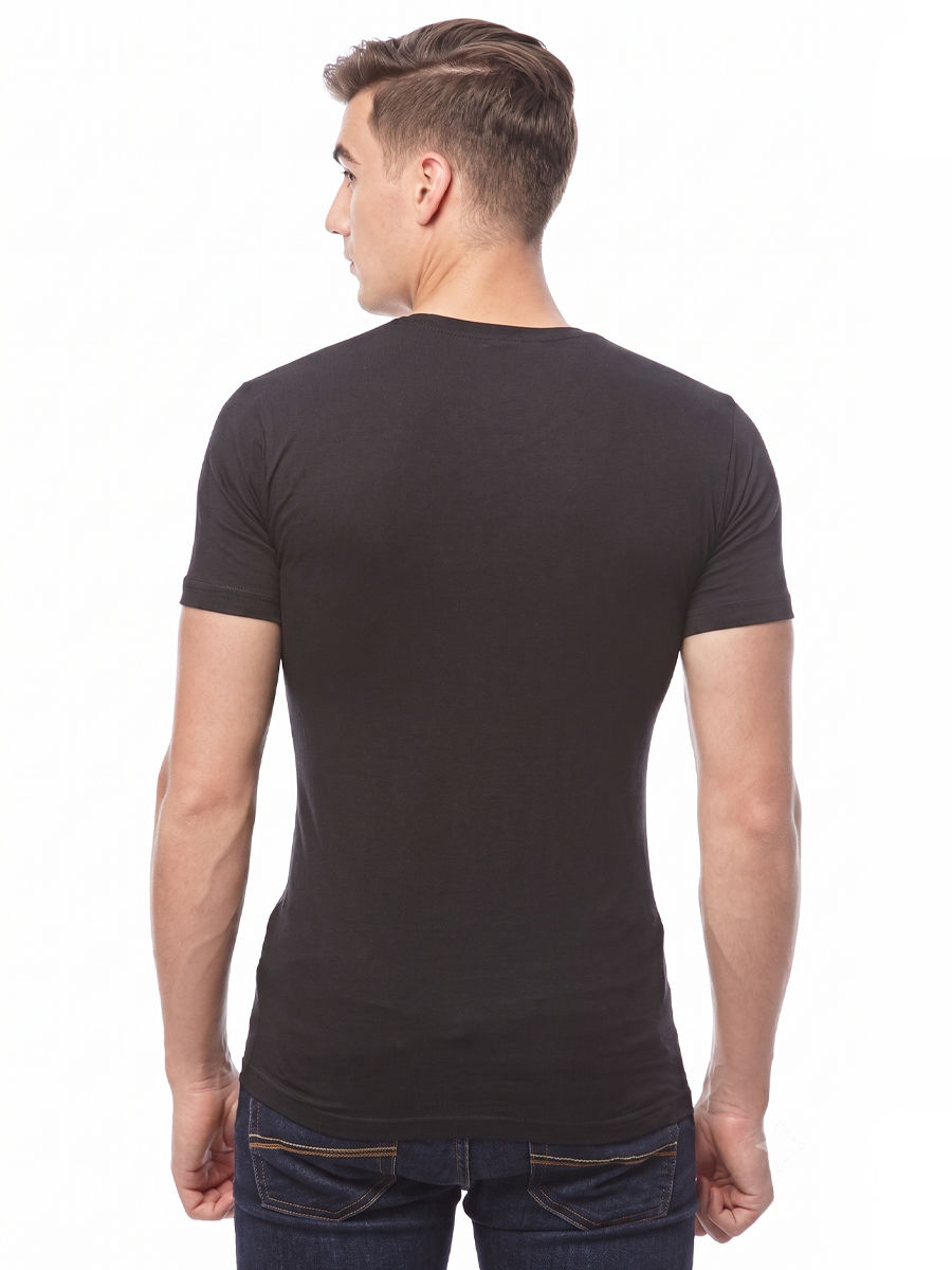 COTTONIL Men's Cotton Stretch V-Neck Short-Sleeve Undershirt - Black