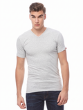 COTTONIL Men's Cotton Stretch V-Neck Short-Sleeve Undershirt - Grey Melange