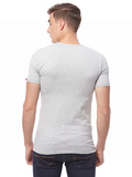 COTTONIL Men's Cotton Stretch V-Neck Short-Sleeve Undershirt - Grey Melange