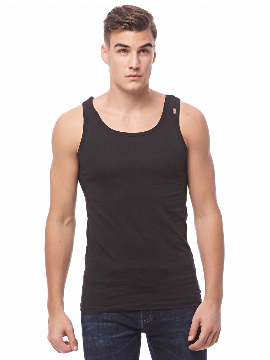 COTTONIL Men's Cotton Stretch Sleeveless Undershirt - Black