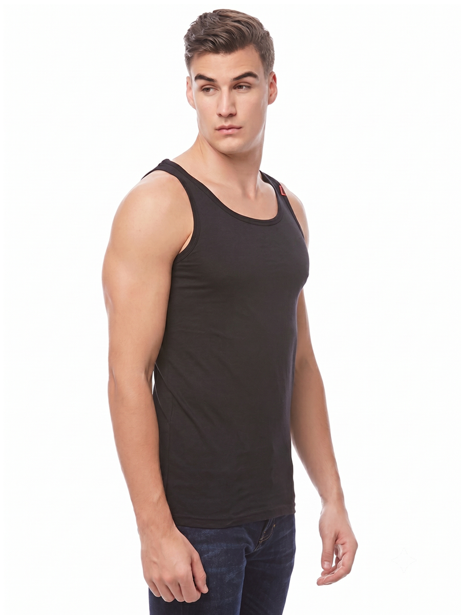 COTTONIL Men's Cotton Stretch Sleeveless Undershirt - Black
