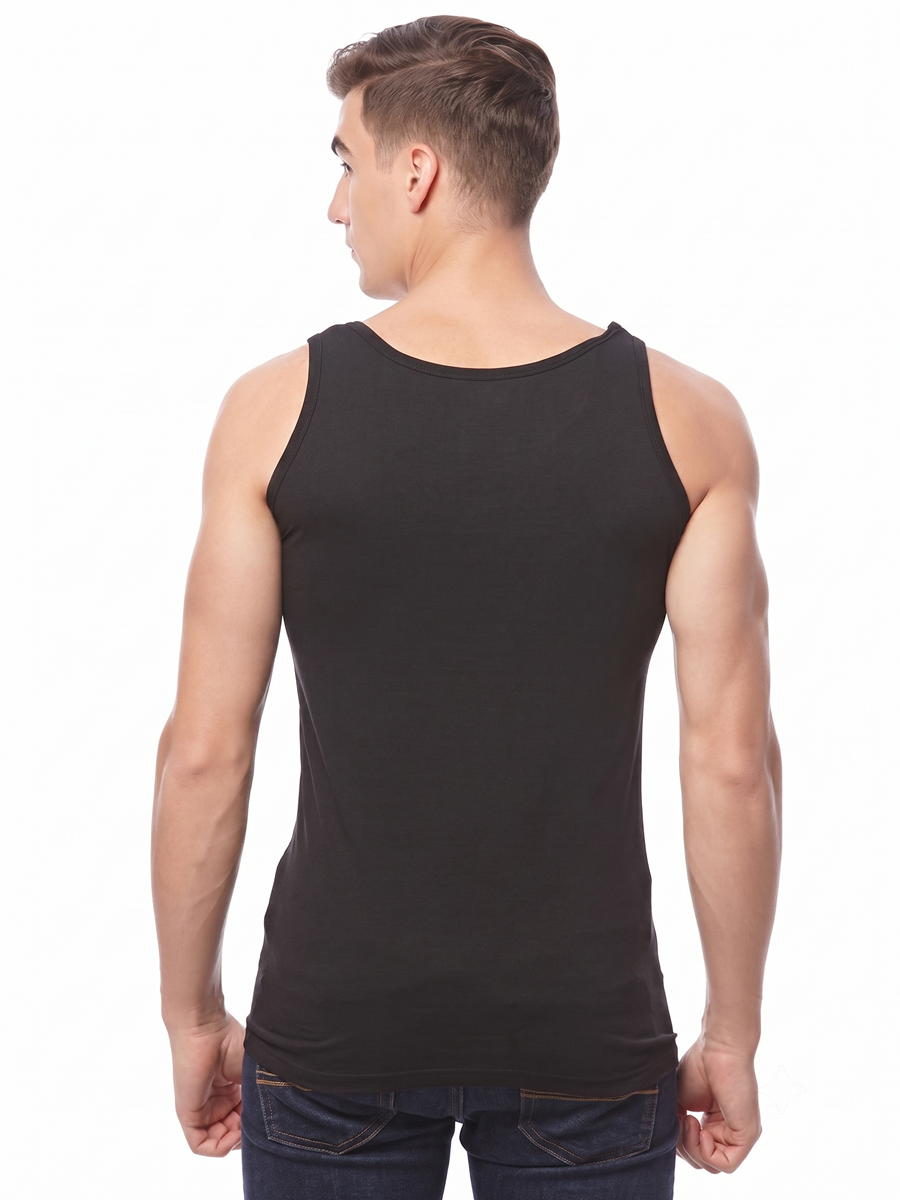 COTTONIL Men's Cotton Stretch Sleeveless Undershirt - Black
