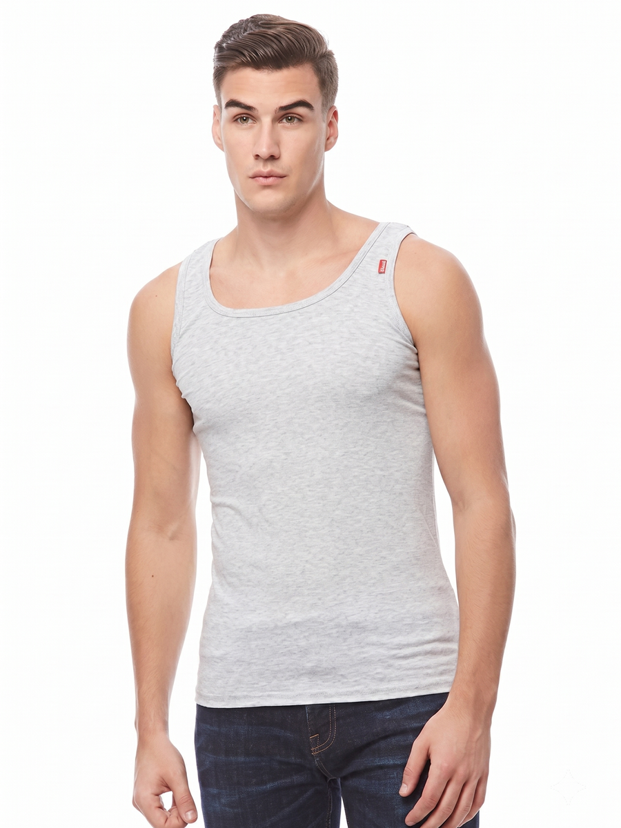 COTTONIL Men's Cotton Stretch Sleeveless Undershirt - Grey Melange