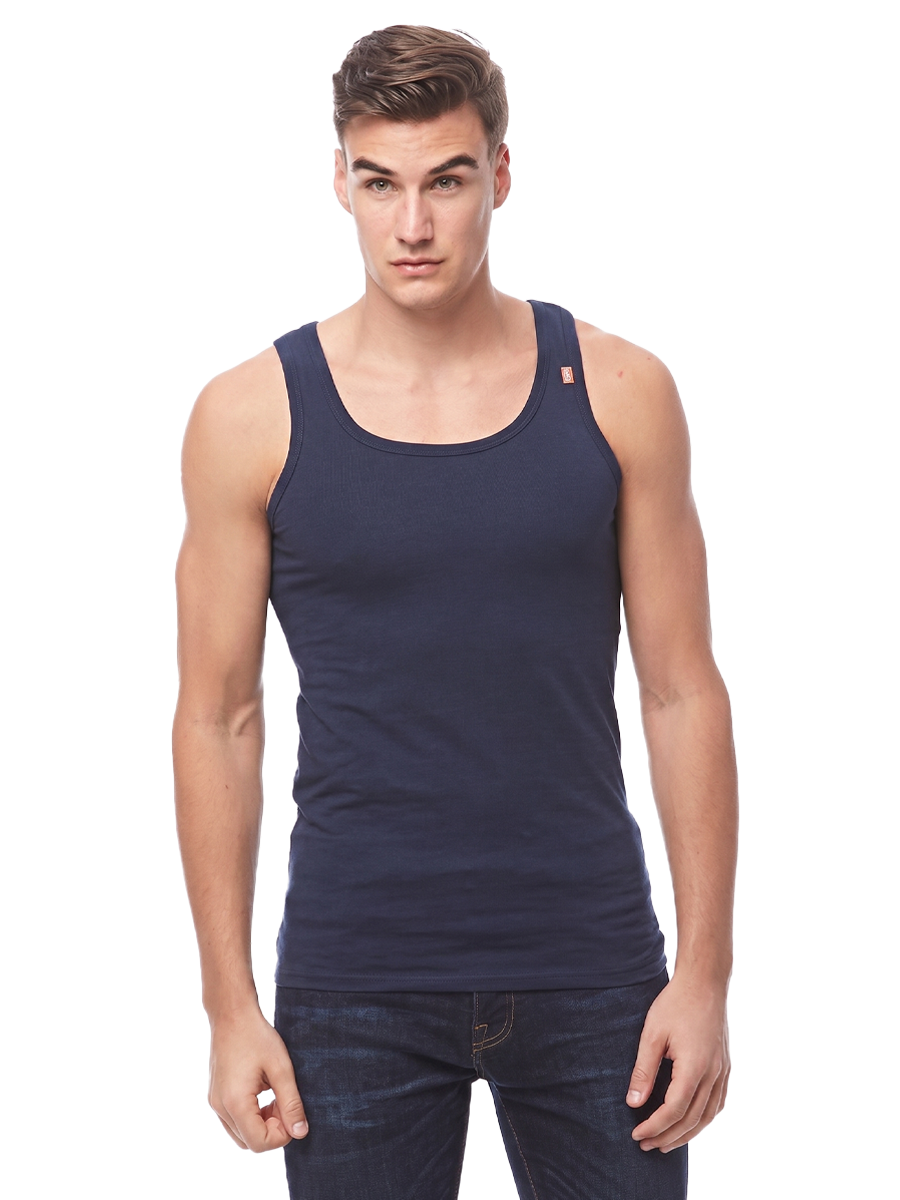 COTTONIL Men's Cotton Stretch Sleeveless Undershirt - Navy