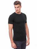 COTTONIL Men's Cotton Stretch O-Neck Short-Sleeve Undershirt - Black