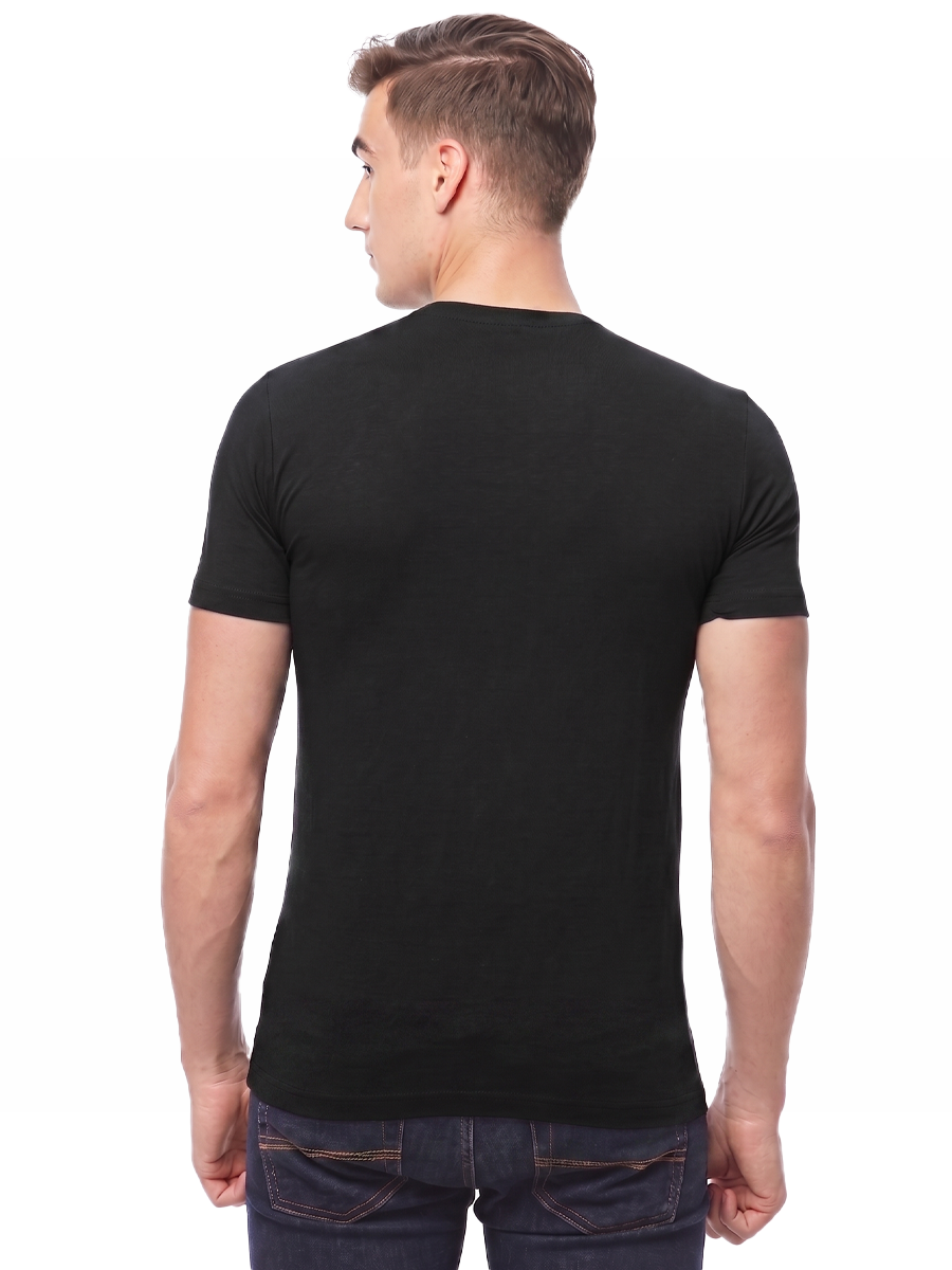 COTTONIL Men's Cotton Stretch O-Neck Short-Sleeve Undershirt - Black