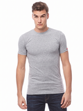 COTTONIL Men's Cotton Stretch O-Neck Short-Sleeve Undershirt - Grey Melange