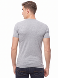 COTTONIL Men's Cotton Stretch O-Neck Short-Sleeve Undershirt - Grey Melange