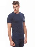 COTTONIL Men's Cotton Stretch O-Neck Short-Sleeve Undershirt - Navy