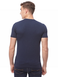 COTTONIL Men's Cotton Stretch O-Neck Short-Sleeve Undershirt - Navy