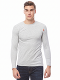 COTTONIL Men's Cotton Stretch O-Neck Long-Sleeve Undershirt - Grey Melange