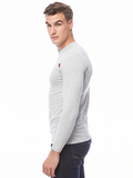 COTTONIL Men's Cotton Stretch O-Neck Long-Sleeve Undershirt - Grey Melange