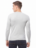 COTTONIL Men's Cotton Stretch O-Neck Long-Sleeve Undershirt - Grey Melange
