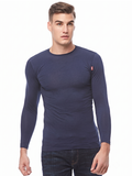 COTTONIL Men's Cotton Stretch O-Neck Long-Sleeve Undershirt - Navy