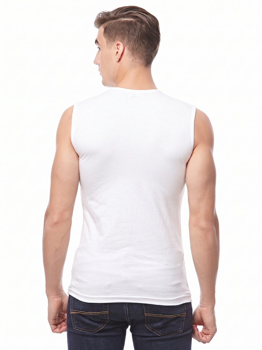 COTTONIL Men's Cotton Stretch V-Neck Cut Top Undershirt - White