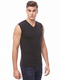 COTTONIL Men's Cotton Stretch V-Neck Cut Top Undershirt - Black