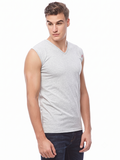 COTTONIL Men's Cotton Stretch V-Neck Cut Top Undershirt - Grey Melange