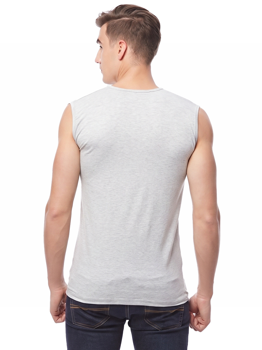 COTTONIL Men's Cotton Stretch V-Neck Cut Top Undershirt - Grey Melange