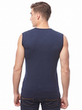 COTTONIL Men's Cotton Stretch V-Neck Cut Top Undershirt - Navy