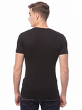 COTTONIL Men's Cotton Stretch U-Neck Short-Sleeve Undershirt - Black