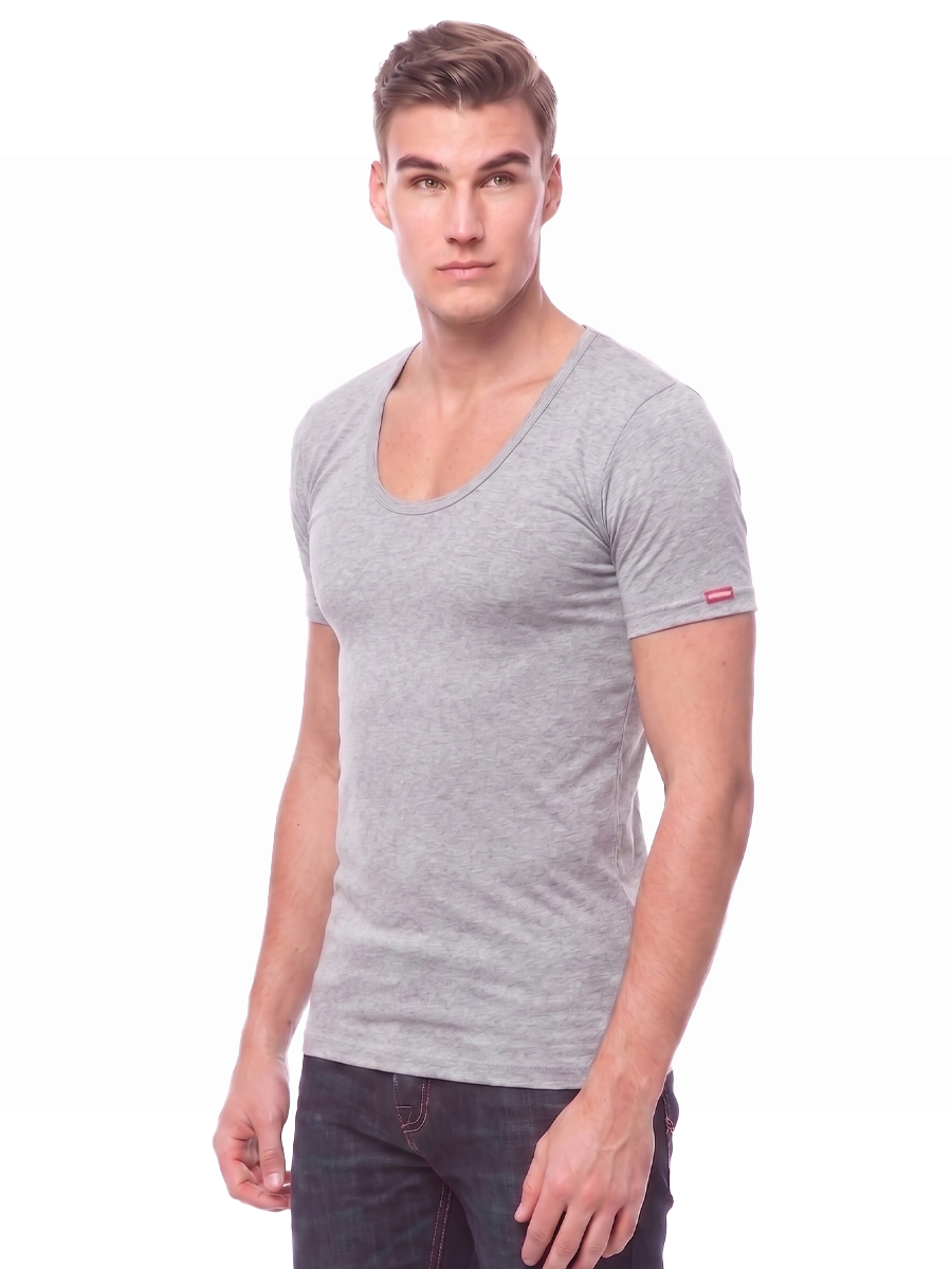 COTTONIL Men's Cotton Stretch U-Neck Short-Sleeve Undershirt - Black