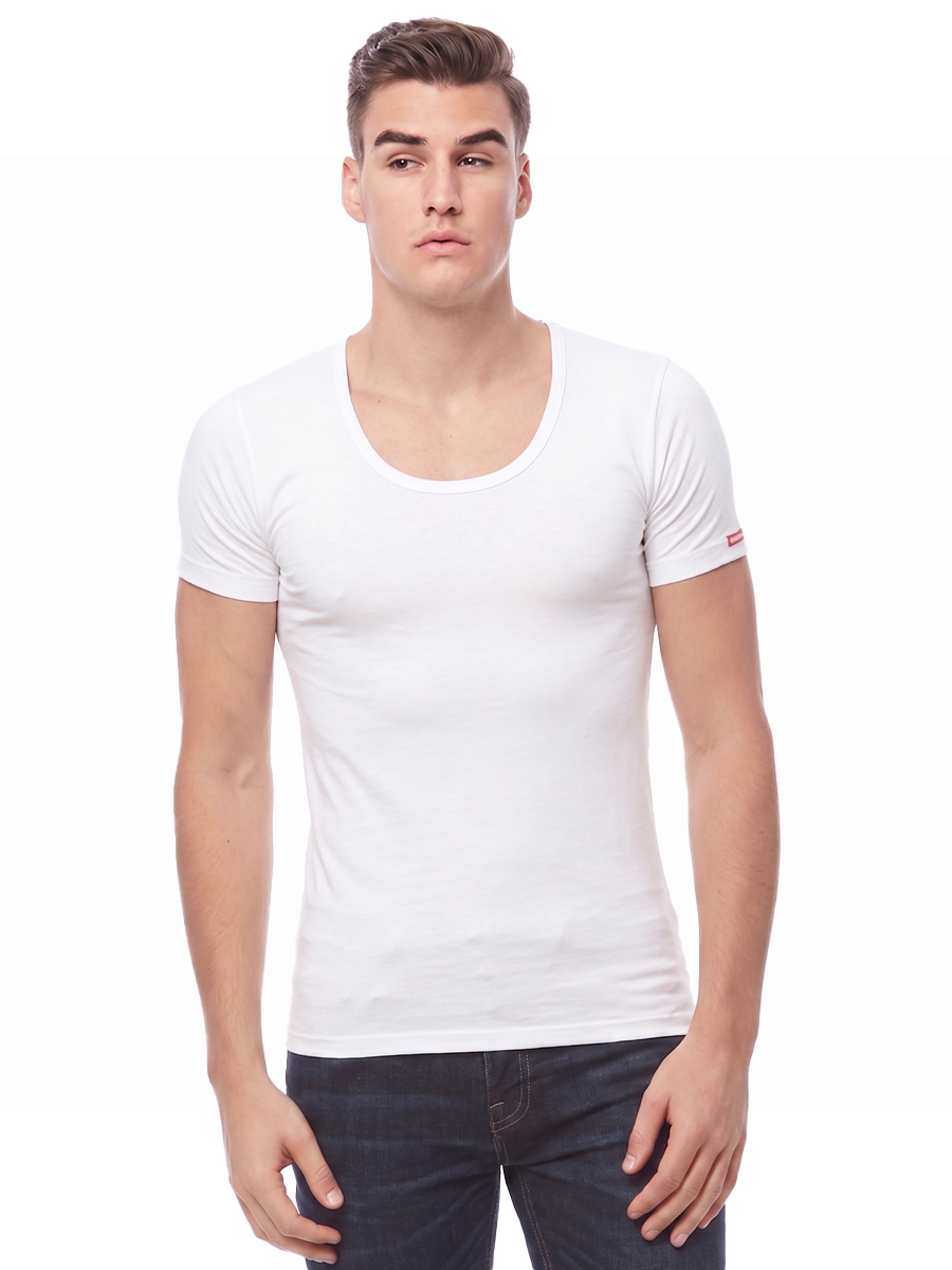COTTONIL Men's Cotton Stretch U-Neck Short-Sleeve Undershirt - Black