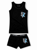 COTTONIL Babies Cotton Turbo Top & Boxer Briefs Set - Black
