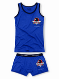 COTTONIL Babies Cotton Turbo Top & Boxer Briefs Set - Blue