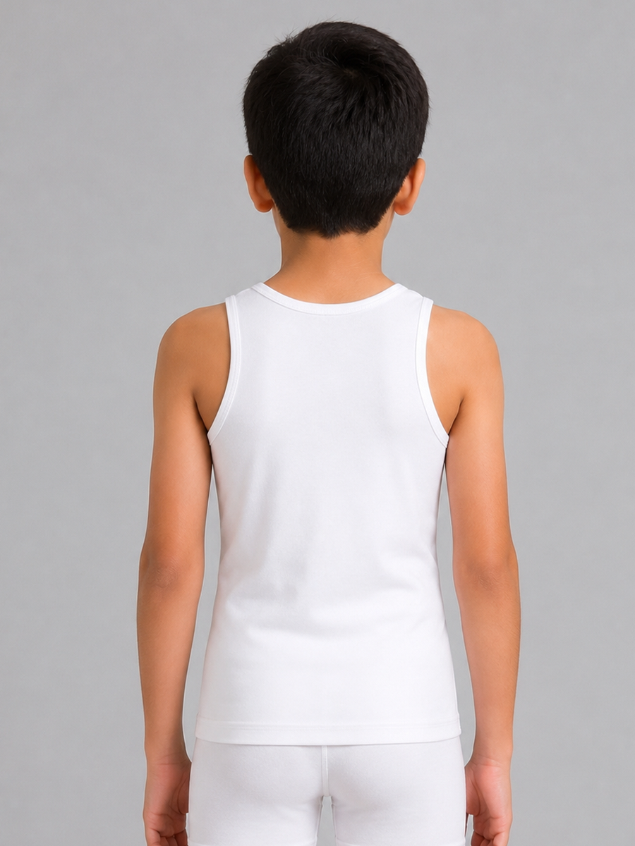 COTTONIL Babies Cotton Stretch Sleeveless Undershirt - White