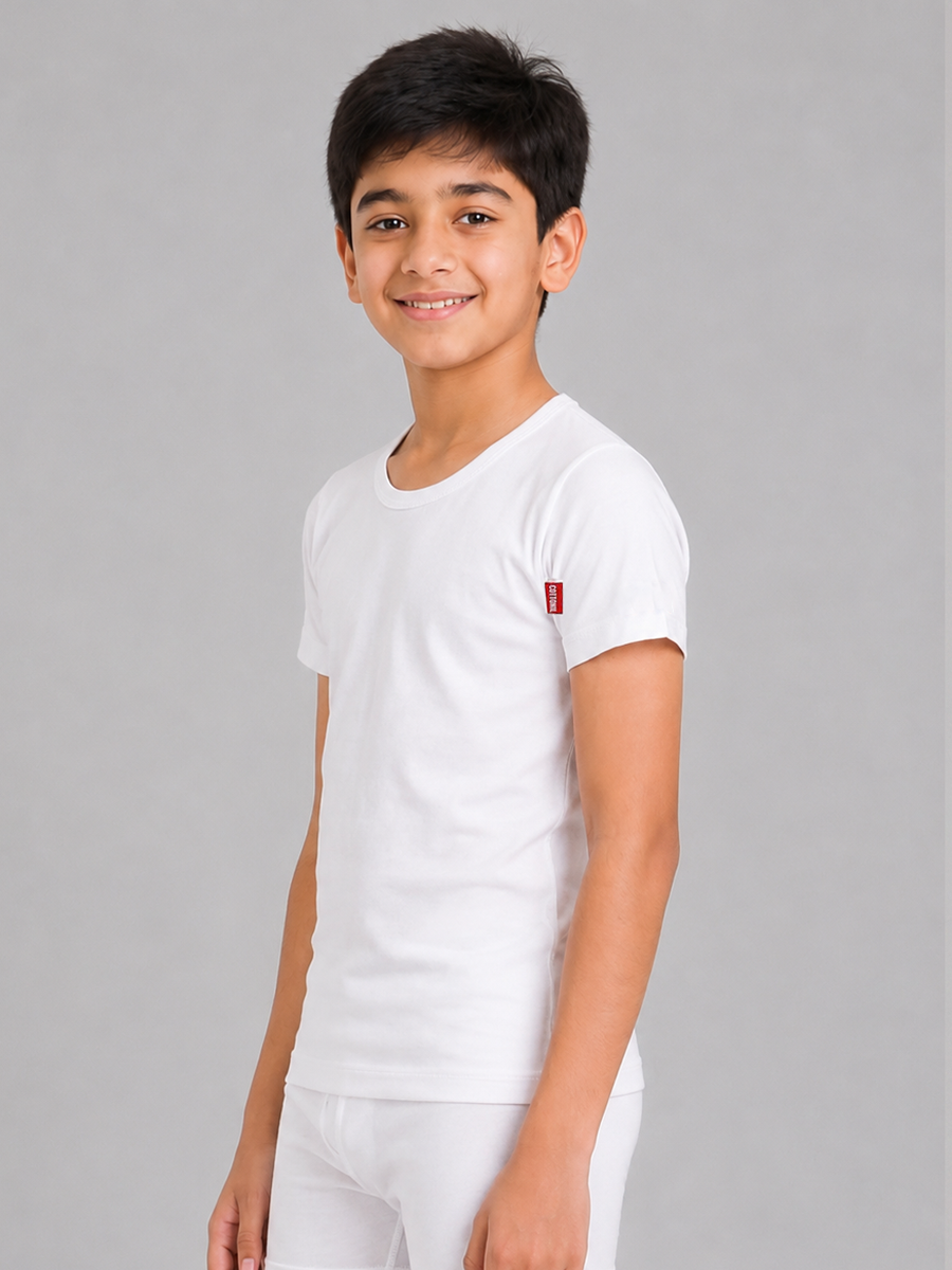 COTTONIL Babies Cotton Stretch Short-Sleeve Undershirt - White